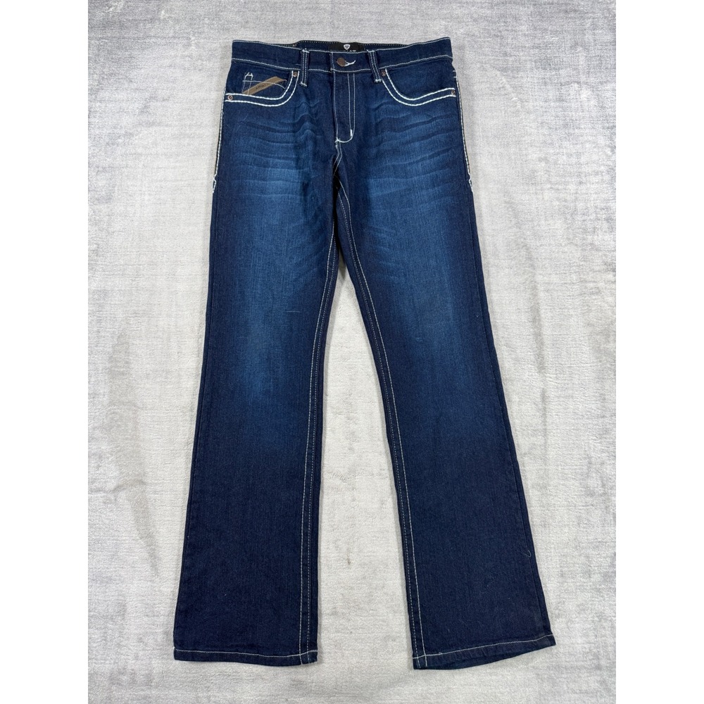 Ariat Jeans Womens 31R Blue Denim Bootcut Contrast Stitch Embroidered Western